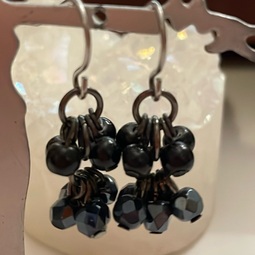 Cute black beaded earrings
